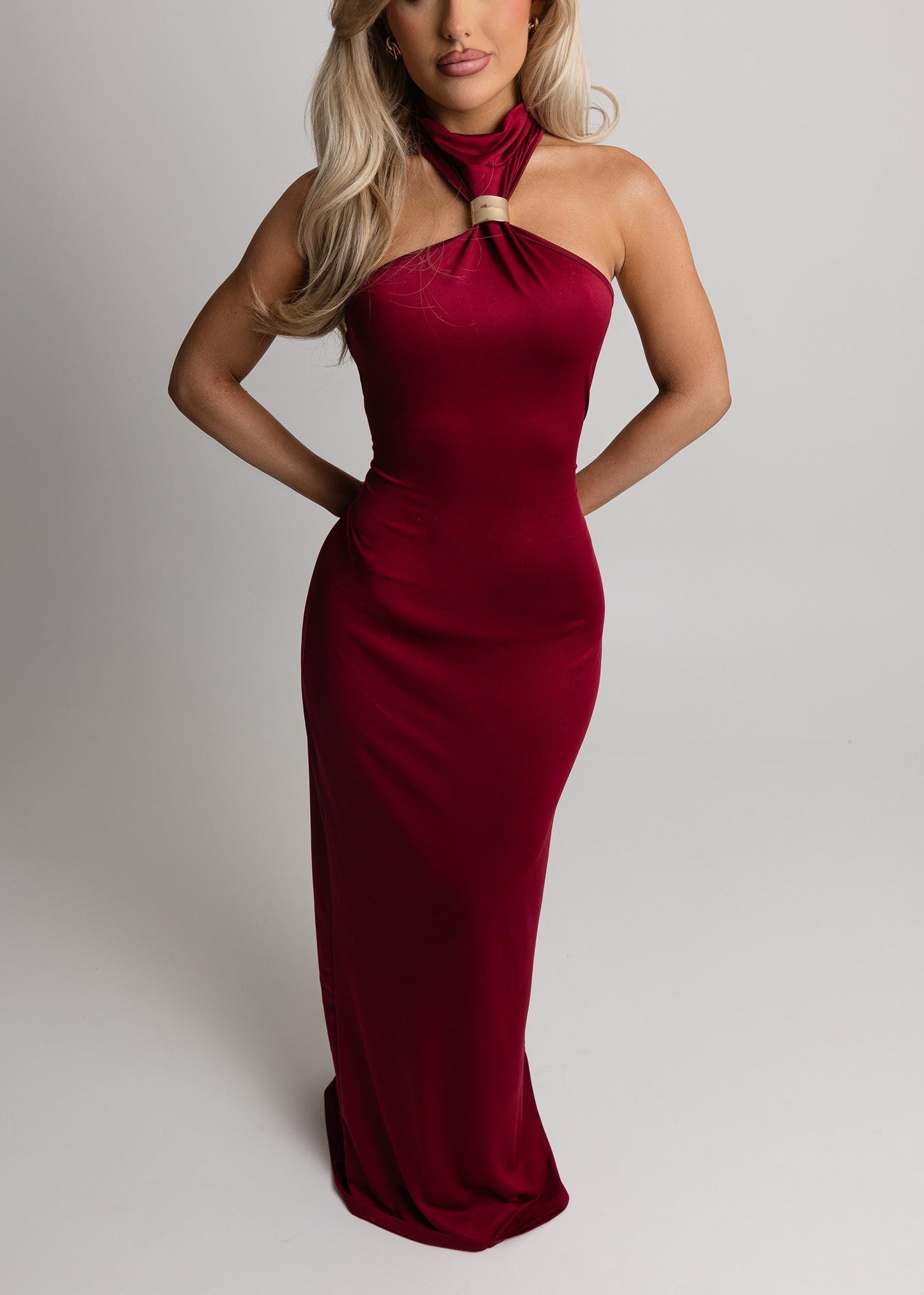 Romance Me Halterneck Maxi - Wine