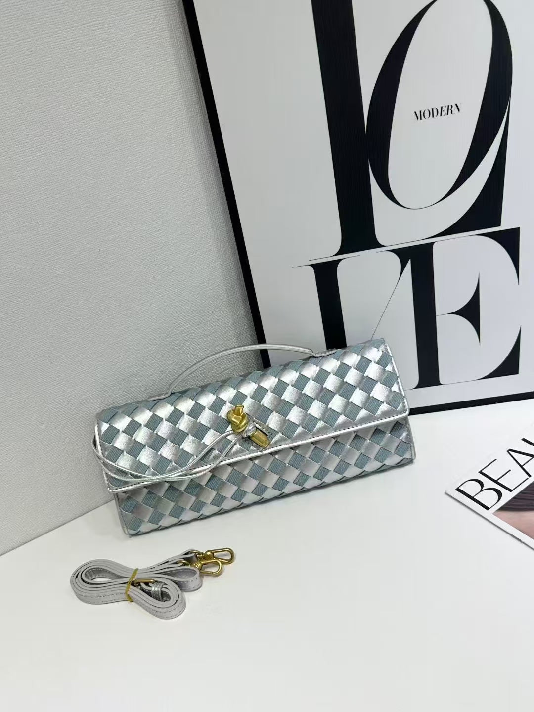 Woven Leather Clutch