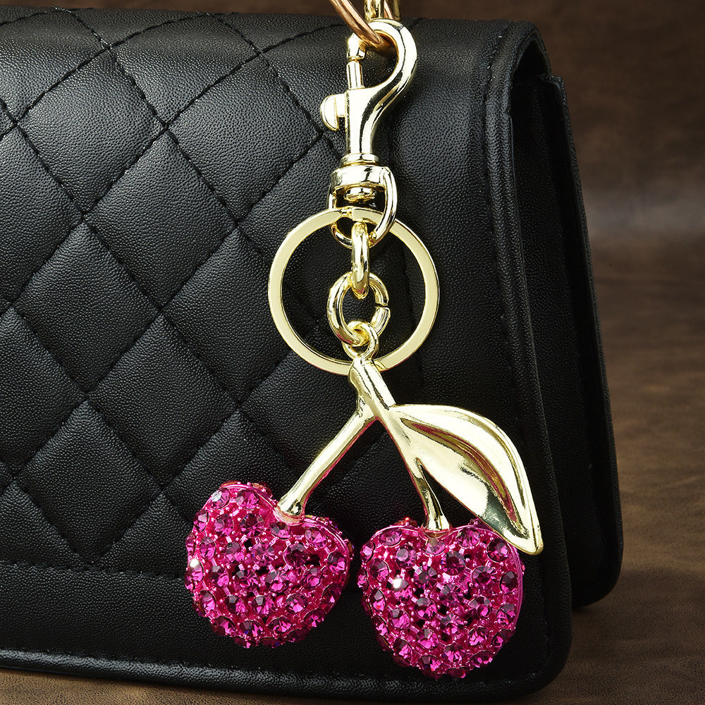 Full Diamond Cherry Bag Keychain Pendant