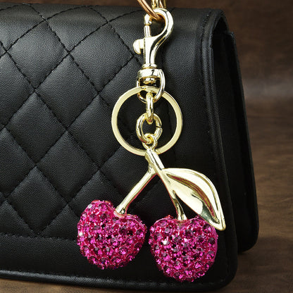 Full Diamond Cherry Bag Keychain Pendant