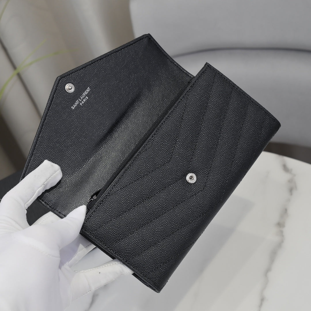 Cassandre Metalasse Large Flap Wallet Black Hardware