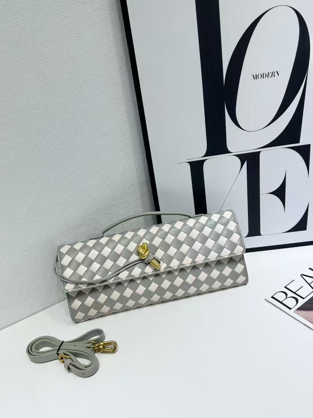 Woven Leather Clutch
