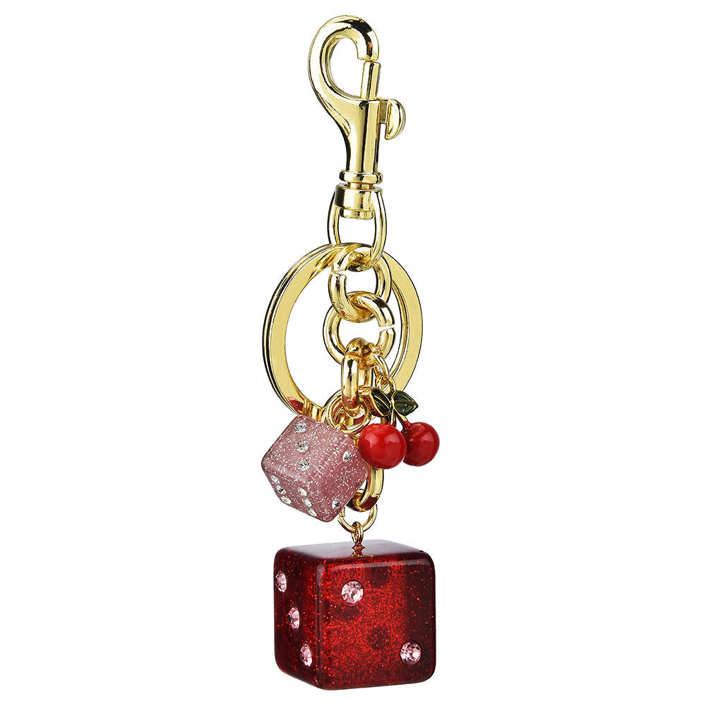 Dice Bag Hanging Vintage Cherry Keychain Pendant
