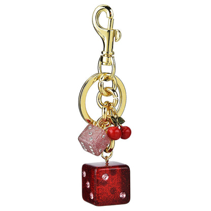 Dice Bag Hanging Vintage Cherry Keychain Pendant