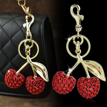 Full Diamond Cherry Bag Keychain Pendant