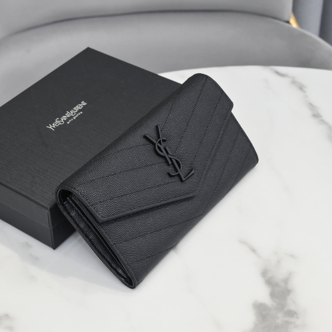 Cassandre Metalasse Large Flap Wallet Black Hardware