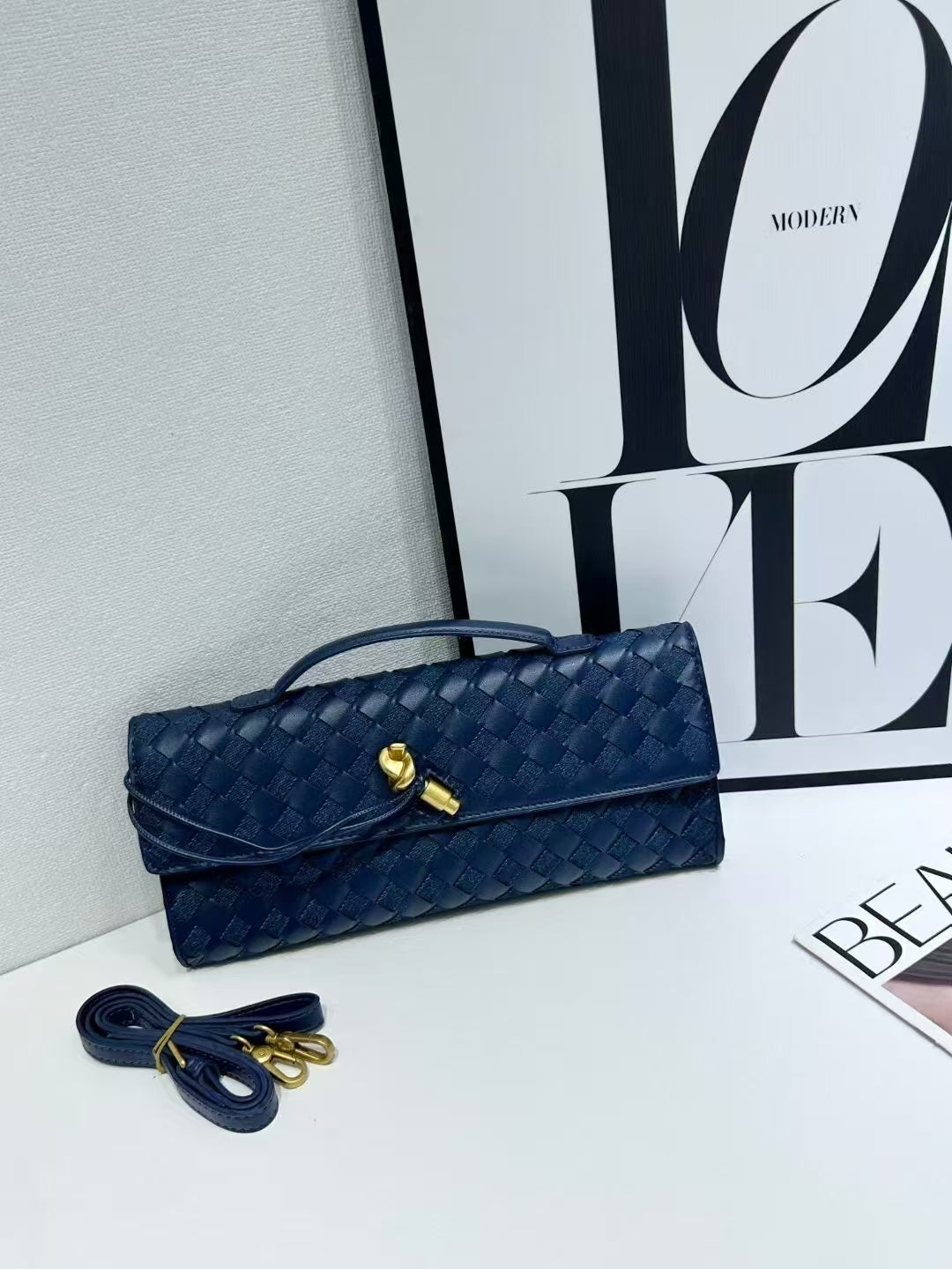 Woven Leather Clutch