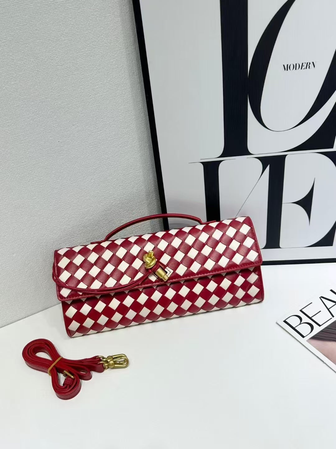 Woven Leather Clutch