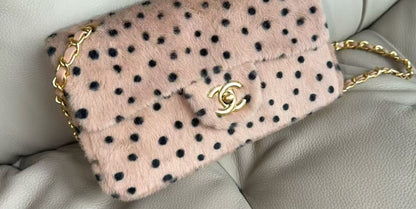 Black Spotted Pony Flap Bag