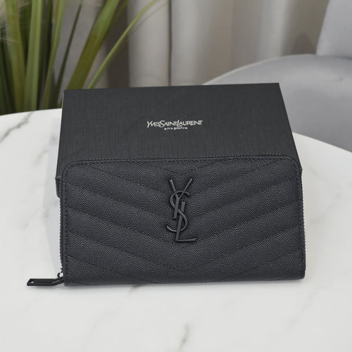 Large Zip Around Wallet Black Hardware
