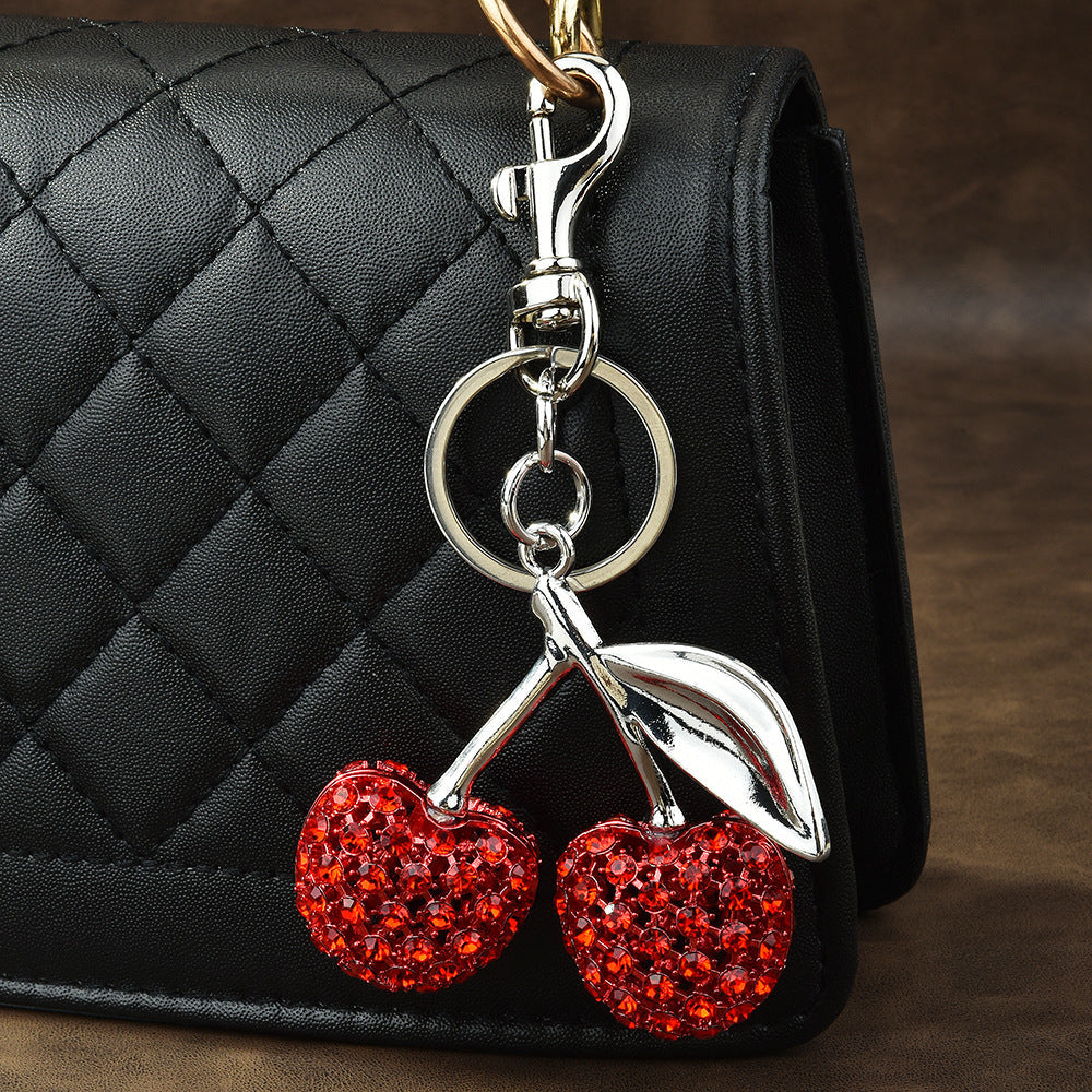 Full Diamond Cherry Bag Keychain Pendant