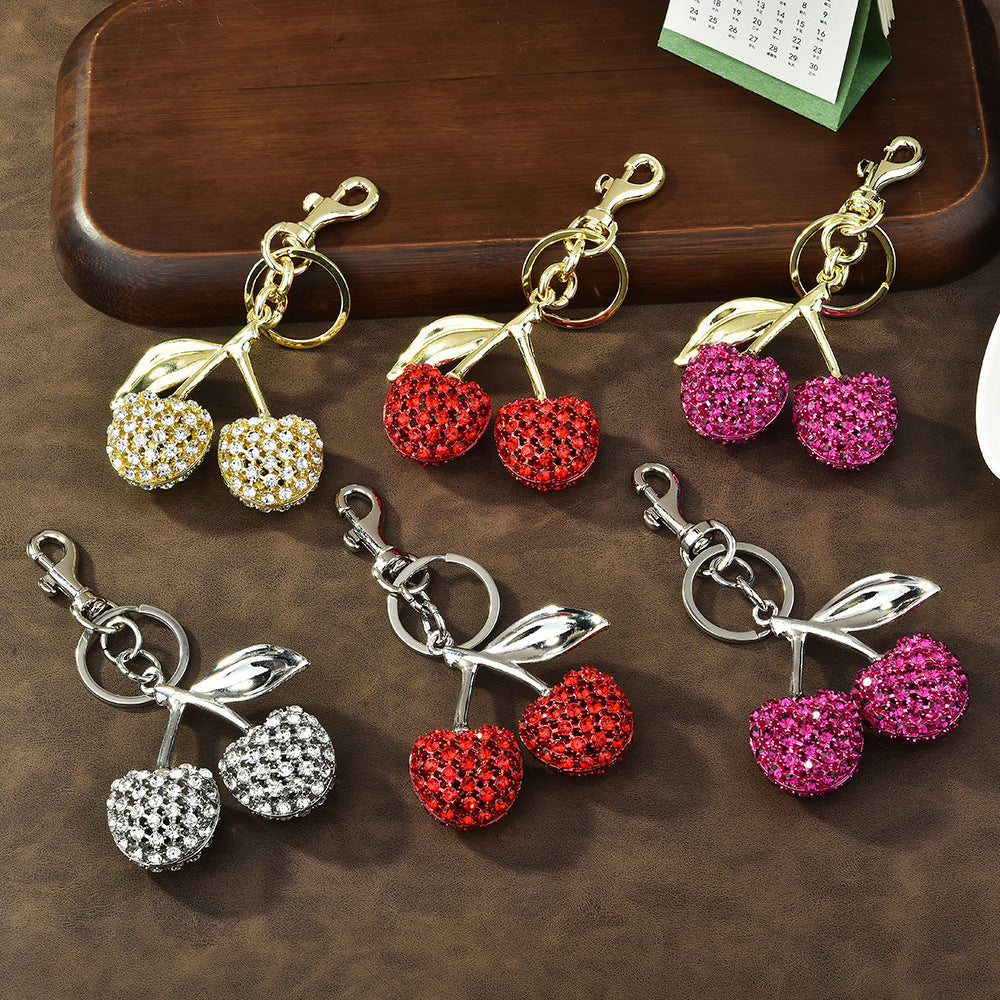 Full Diamond Cherry Bag Keychain Pendant