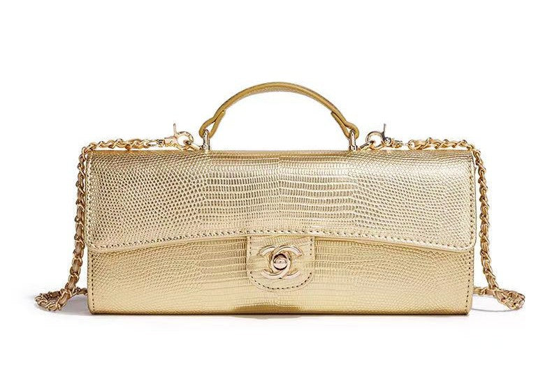 Long Top Handle Clutch With Chain