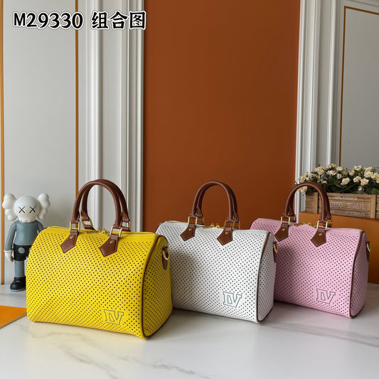 Boston Bag / Perforated Barrel Handbag
