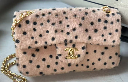 Black Spotted Pony Flap Bag