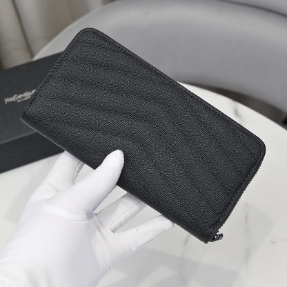 Large Zip Around Wallet Black Hardware