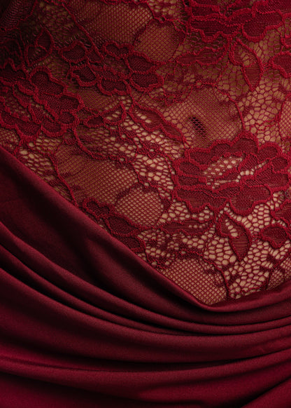 Captivated Heart Lace Maxi Dress - Burgundy