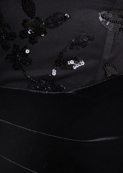 Dark Temptation Velvet Drape Mini Dress - Black
