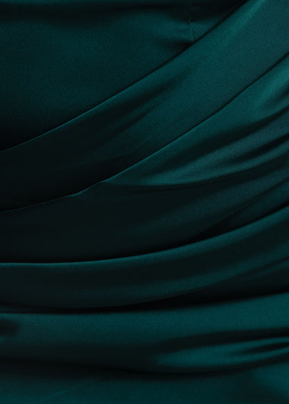 Hold The Moment Cowl Satin Mini Dress - Green