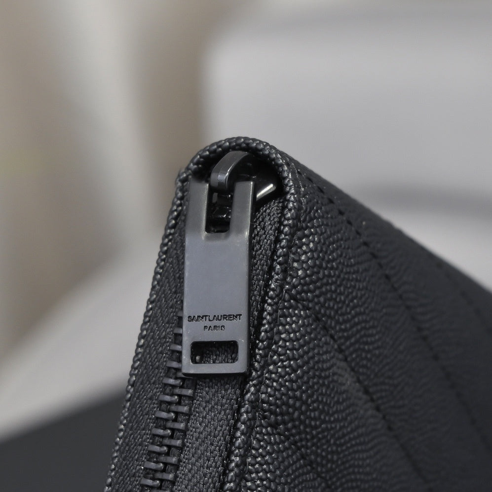 Large Zip Around Wallet Black Hardware