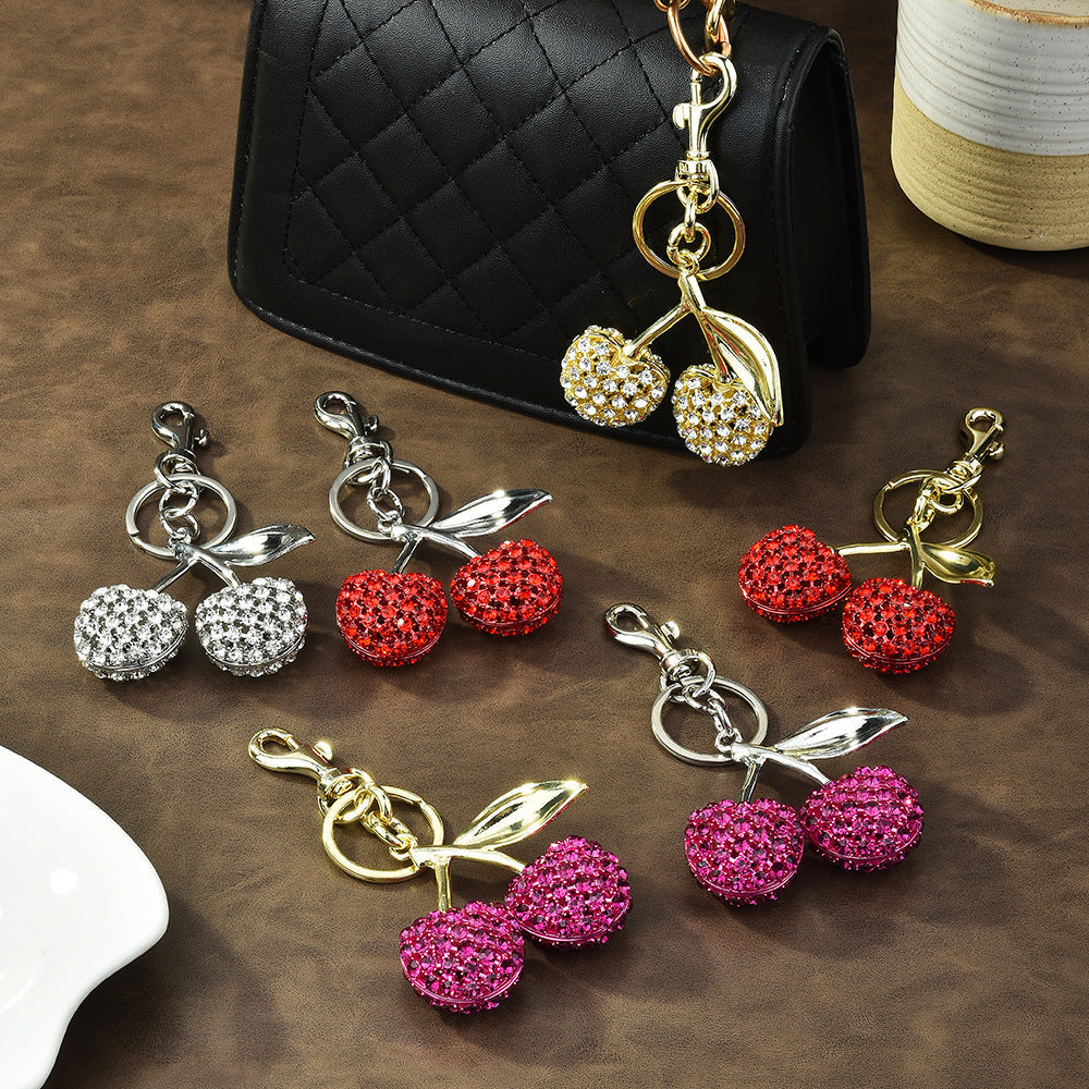 Full Diamond Cherry Bag Keychain Pendant