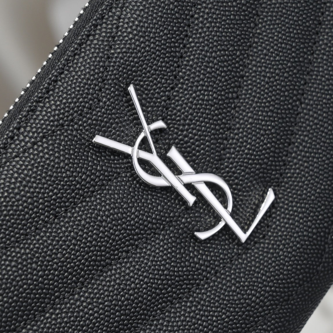 Large Zip Around Wallet With Silver Hardware