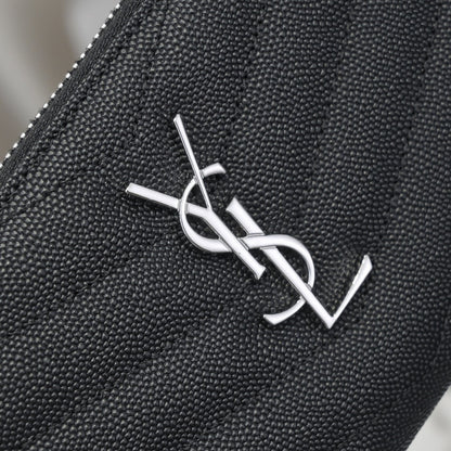 Large Zip Around Wallet With Silver Hardware