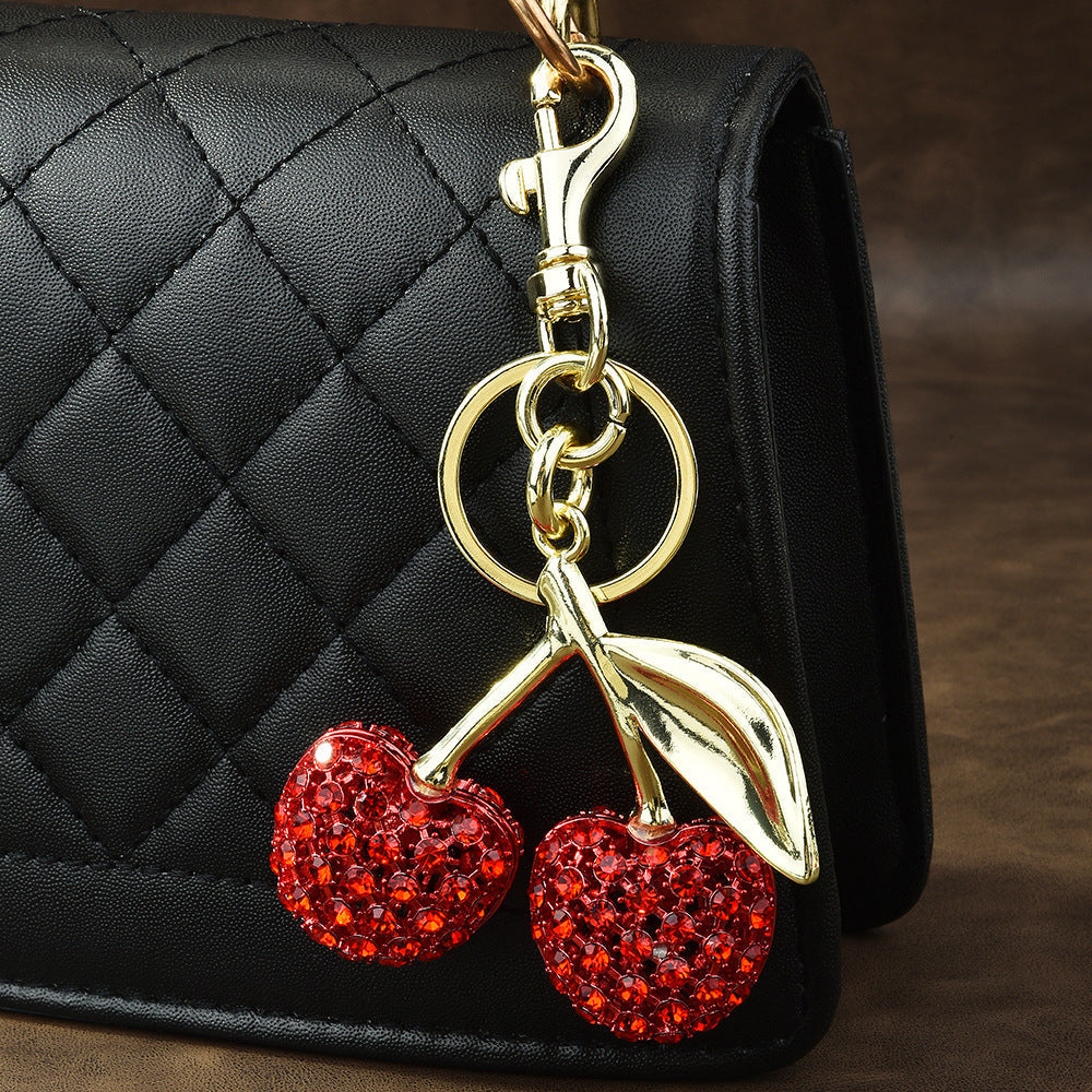 Full Diamond Cherry Bag Keychain Pendant
