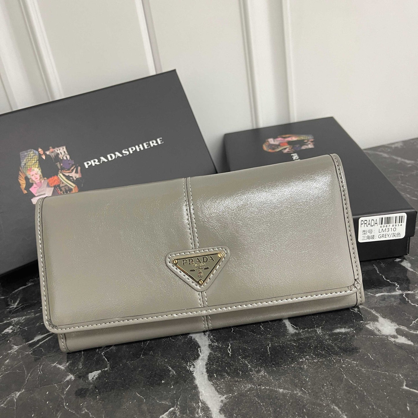Black Leather Long Wallet