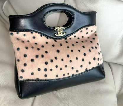Black Spotted Pony Flap Bag