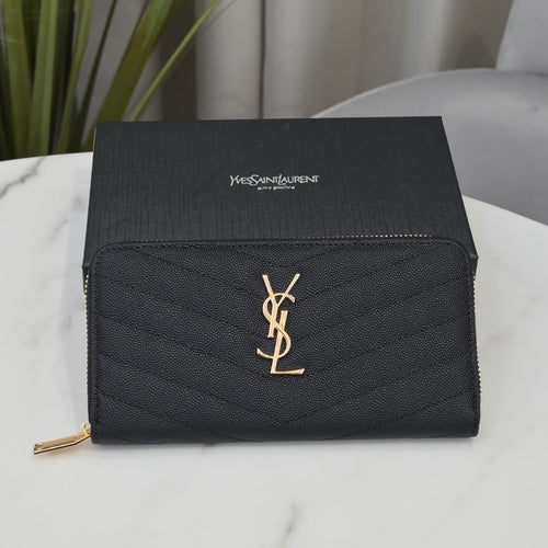 Large Zip-Around Wallet With Gold-Tone Hardware