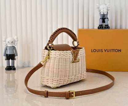 Rattan Calfskin Capucines Handbag