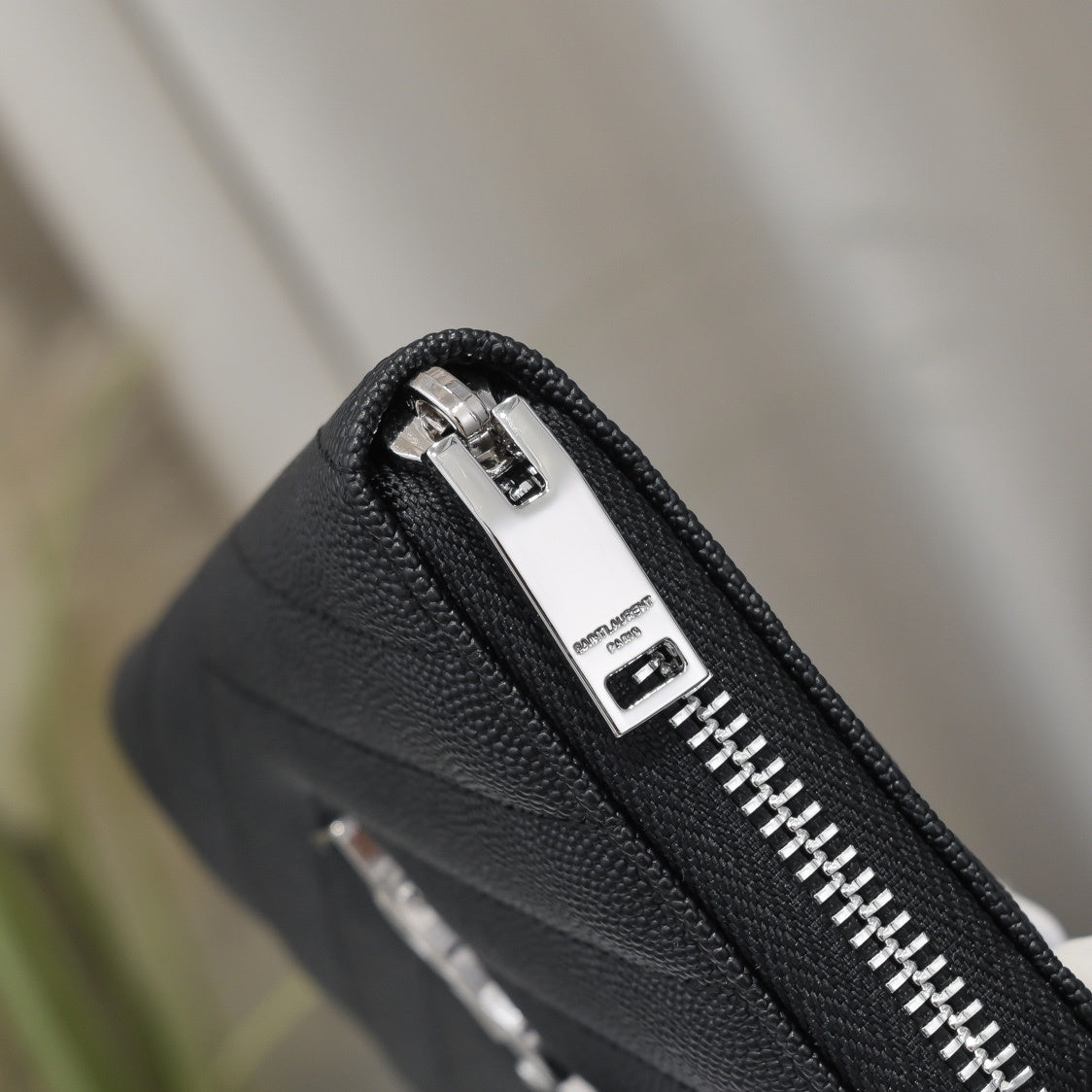 Large Zip Around Wallet With Silver Hardware
