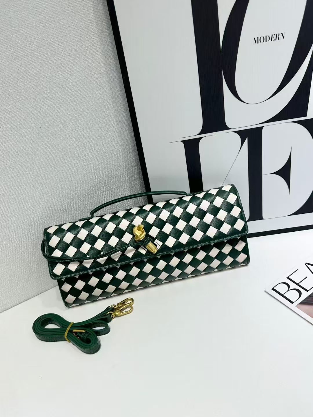 Woven Leather Clutch