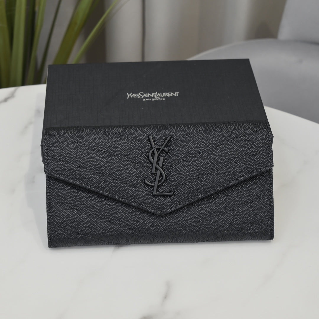 Cassandre Metalasse Large Flap Wallet Black Hardware