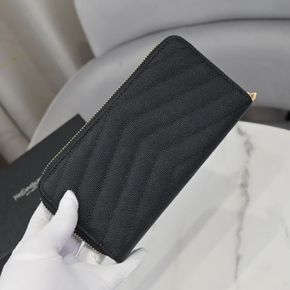 Large Zip-Around Wallet With Gold-Tone Hardware