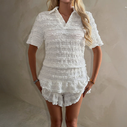 Elegant Vintage-style White Ruffled Dress