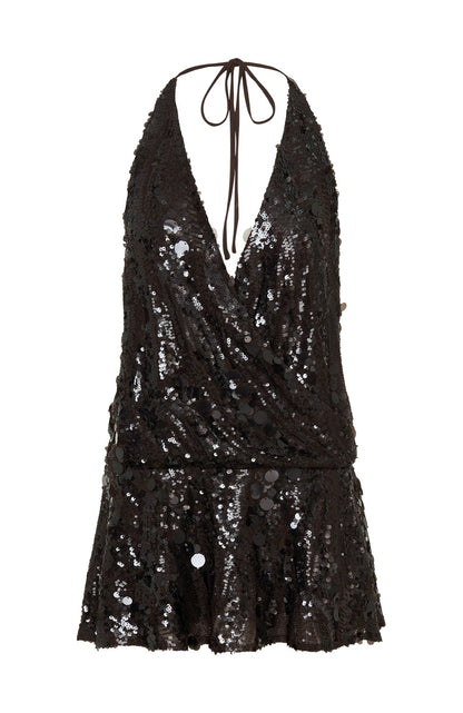 Divine Excess Sequin Mini Dress Chocolate